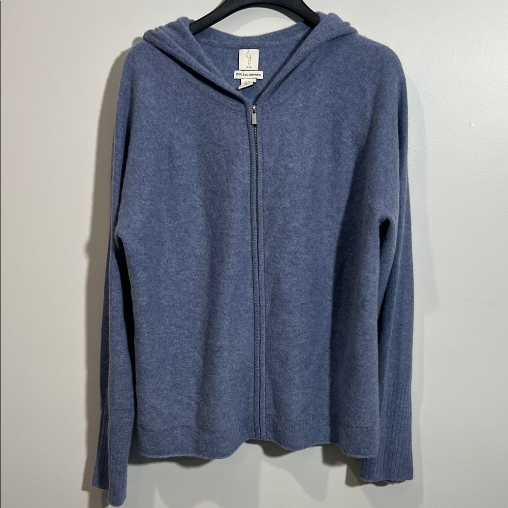 Joie cashmere Blue Hooded Sweater XL